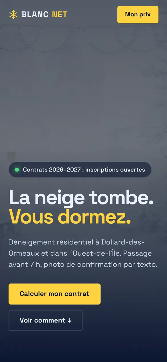 Projet exemple : Blanc Net (Déneigement)